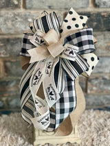Black & White Farmhouse Lantern Bow - Emerald's Avenue