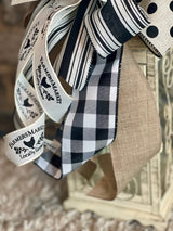 Black & White Farmhouse Lantern Bow - Emerald's Avenue