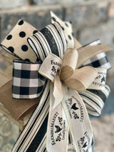 Black & White Farmhouse Lantern Bow - Emerald's Avenue