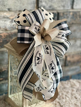 Black & White Farmhouse Lantern Bow - Emerald's Avenue