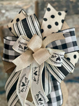 Black & White Farmhouse Lantern Bow - Emerald's Avenue