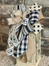 Black & White Farmhouse Lantern Bow - Emerald's Avenue