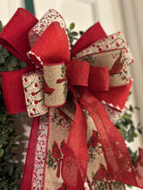 Cardinals & Red Berries Christmas Bow - Emerald's Avenue