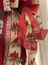 Cardinals & Red Berries Christmas Bow - Emerald's Avenue