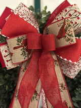 Cardinals & Red Berries Christmas Bow - Emerald's Avenue