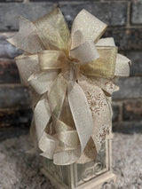Champagne & Ivory Christmas Lantern Bow - Emerald's Avenue