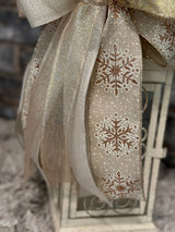 Champagne & Ivory Christmas Lantern Bow - Emerald's Avenue