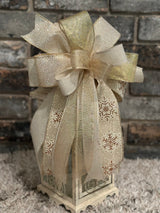 Champagne & Ivory Christmas Lantern Bow - Emerald's Avenue