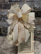 Champagne & Ivory Christmas Lantern Bow - Emerald's Avenue