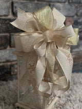 Champagne & Ivory Christmas Lantern Bow - Emerald's Avenue