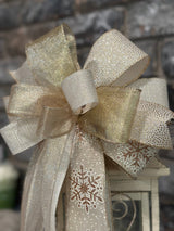 Champagne & Ivory Christmas Lantern Bow - Emerald's Avenue