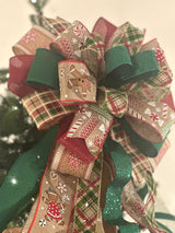 Gingerbread & Candies Christmas Tree Topper Bow - Emerald's Avenue