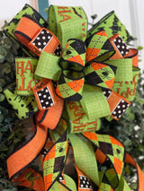 Green & Orange Happy Halloween Bow - Emerald's Avenue