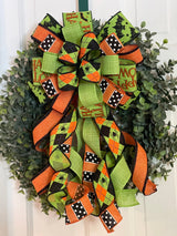 Green & Orange Happy Halloween Bow - Emerald's Avenue