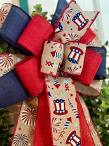 Hats & Fireworks Bow - Emerald's Avenue