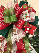 Ho Ho Ho Christmas Tree Topper Bow - Emerald's Avenue