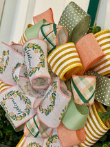 Pink, Green & Yellow Spring Bow - Emerald's Avenue
