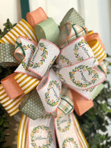 Pink, Green & Yellow Spring Bow - Emerald's Avenue