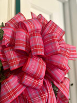 Pink Plaid Valentine's Day Bow - Emerald's Avenue