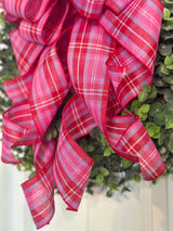 Pink Plaid Valentine's Day Bow - Emerald's Avenue