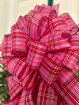 Pink Plaid Valentine's Day Bow - Emerald's Avenue