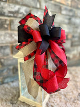 Red & Black Plaid Christmas Lantern Bow - Emerald's Avenue