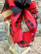 Red & Black Plaid Christmas Lantern Bow - Emerald's Avenue