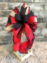 Red & Black Plaid Christmas Lantern Bow - Emerald's Avenue