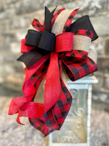 Red & Black Plaid Christmas Lantern Bow - Emerald's Avenue