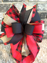 Red & Black Plaid Christmas Lantern Bow - Emerald's Avenue