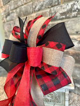 Red & Black Plaid Christmas Lantern Bow - Emerald's Avenue