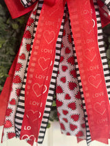 Red, Black & White Valentine's Day Bow - Emerald's Avenue