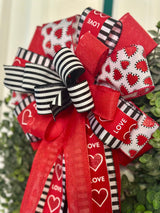 Red, Black & White Valentine's Day Bow - Emerald's Avenue