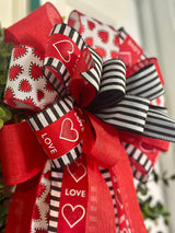 Red, Black & White Valentine's Day Bow - Emerald's Avenue