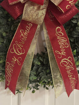 Red & Gold Merry Christmas Bow - Emerald's Avenue