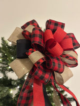 Red & Gold Tree Topper Bow - Emerald's Avenue