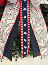 Red, White & Blue Baseball Bow - Emerald's Avenue