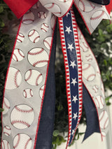 Red, White & Blue Baseball Bow - Emerald's Avenue