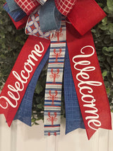 Red, White & Blue Crawfish Themed Spring Bow - Emerald's Avenue