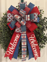 Red, White & Blue Crawfish Themed Spring Bow - Emerald's Avenue