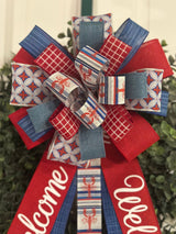Red, White & Blue Crawfish Themed Spring Bow - Emerald's Avenue