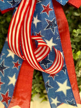 Red, White & Blue Stars & Stripes Patriotic Bow - Emerald's Avenue