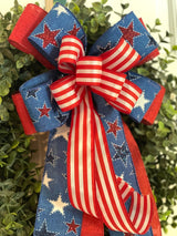 Red, White & Blue Stars & Stripes Patriotic Bow - Emerald's Avenue