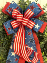 Red, White & Blue Stars & Stripes Patriotic Bow - Emerald's Avenue