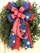 Red, White & Blue Stars & Stripes Patriotic Bow - Emerald's Avenue