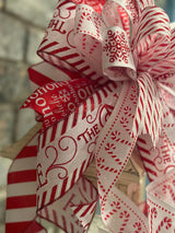 Red & White Candy Canes Christmas Lantern Bow - Emerald's Avenue