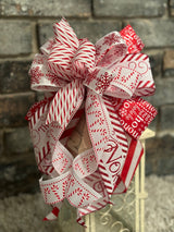 Red & White Candy Canes Christmas Lantern Bow - Emerald's Avenue