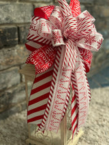 Red & White Candy Canes Christmas Lantern Bow - Emerald's Avenue