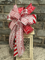 Red & White Candy Canes Christmas Lantern Bow - Emerald's Avenue