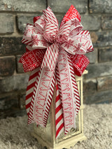 Red & White Candy Canes Christmas Lantern Bow - Emerald's Avenue